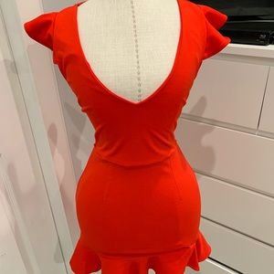Tomato red dress open laced back